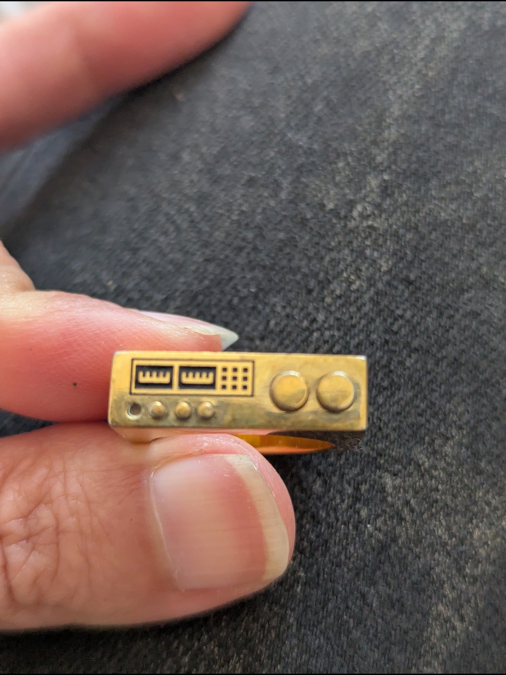 Sold! Swatch Archive: Gold Tone Feel the Beat Stereo Rings Size 5 Available